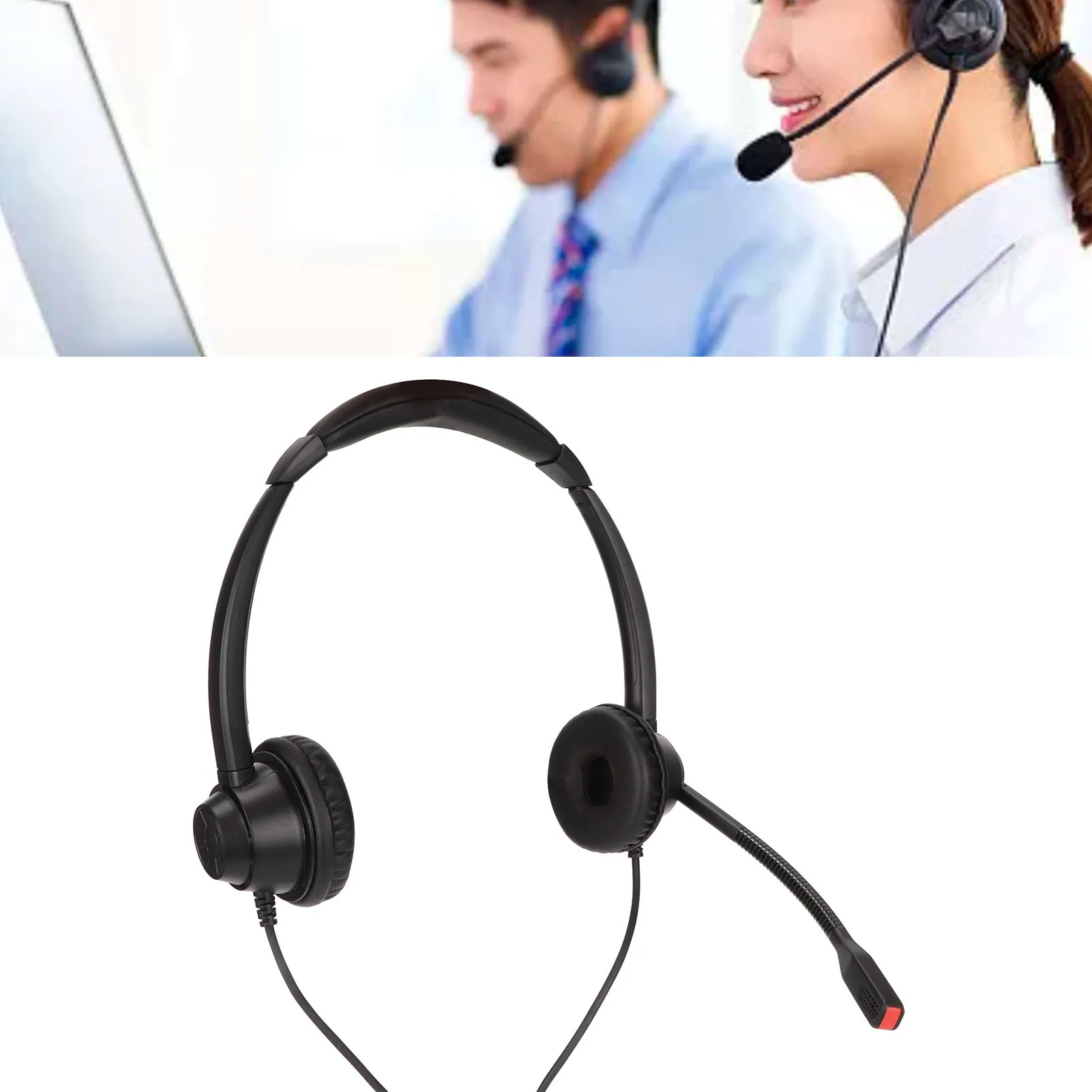 Бинауральная проводная гарнитура с HD-микрофоном для домашнего офиса колл-центра
