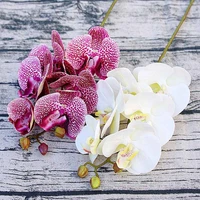 6 heads fake 3d phalaenopsis white silk orchid christmas decoration for new year home vases wedding artificial plants flowers