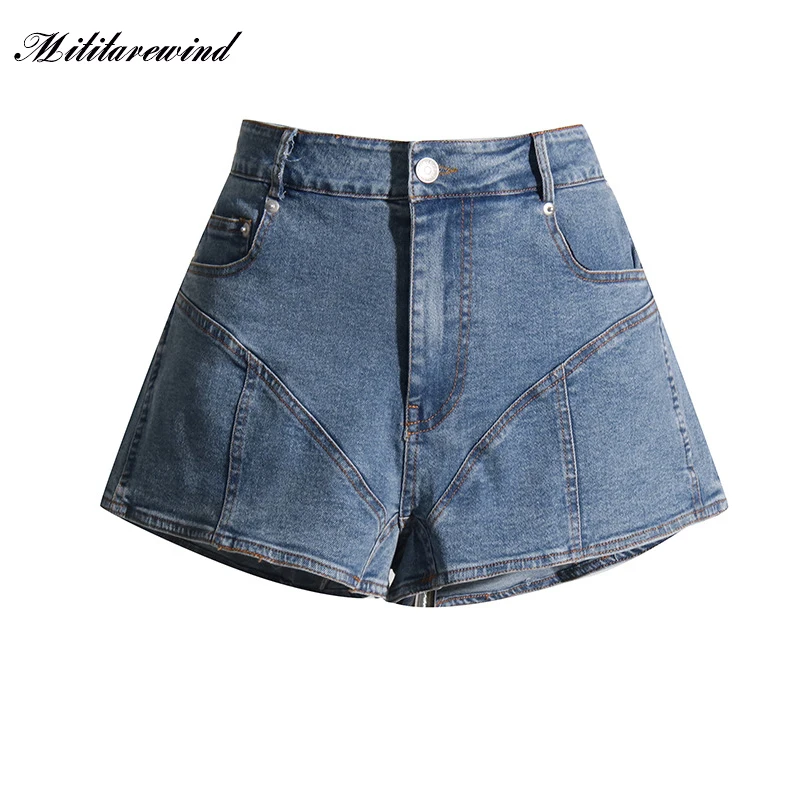 

Женские облегающие джинсы-футляр, короткие обтягивающие джинсовые шорты с завышенной талией, Y2k, лето 2023