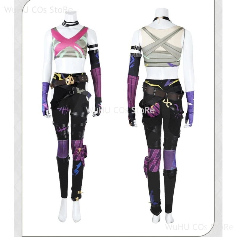 Jinx Косплей Arcane Season2 Костюм Шляпа Жилет Брюки Перчатки Наклейки Ремни Аксессуары