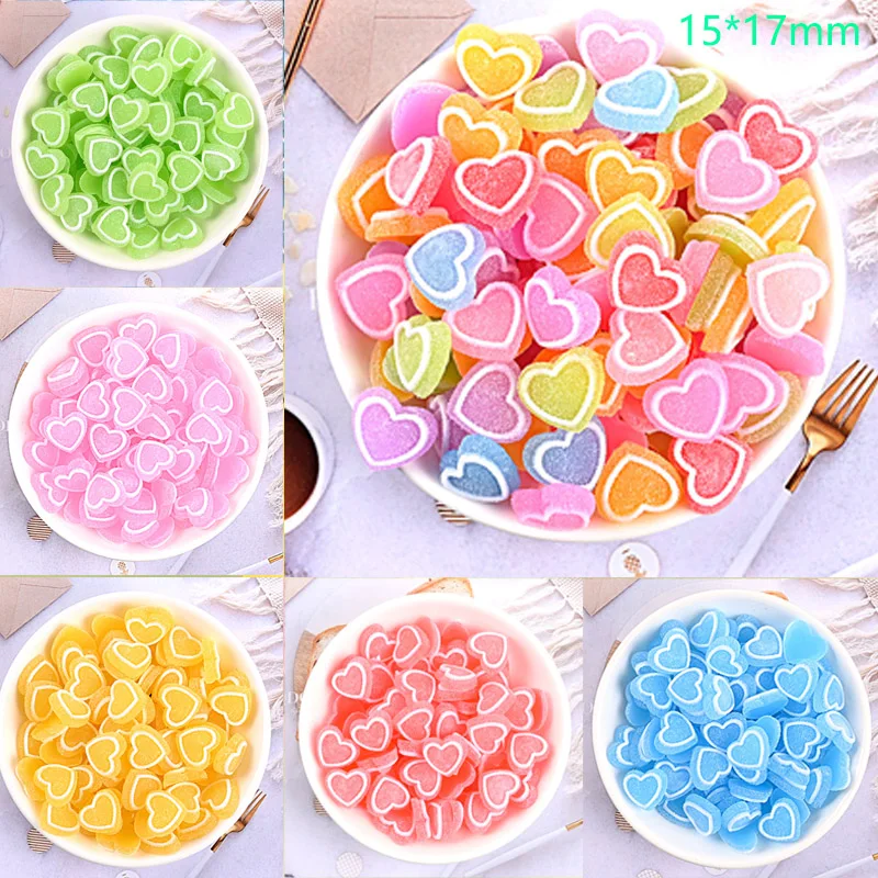 

20Pcs Miniature Heart Candy Resins Decoration Craft Flatback Cabochon Embellishments For Scrapbooking Cute Diy Accessories