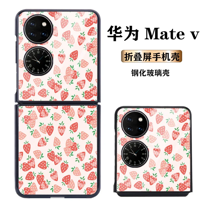 

For Huawei Mate V Case for Huawei P50 Pocket Case Glass Butterfly Floral
