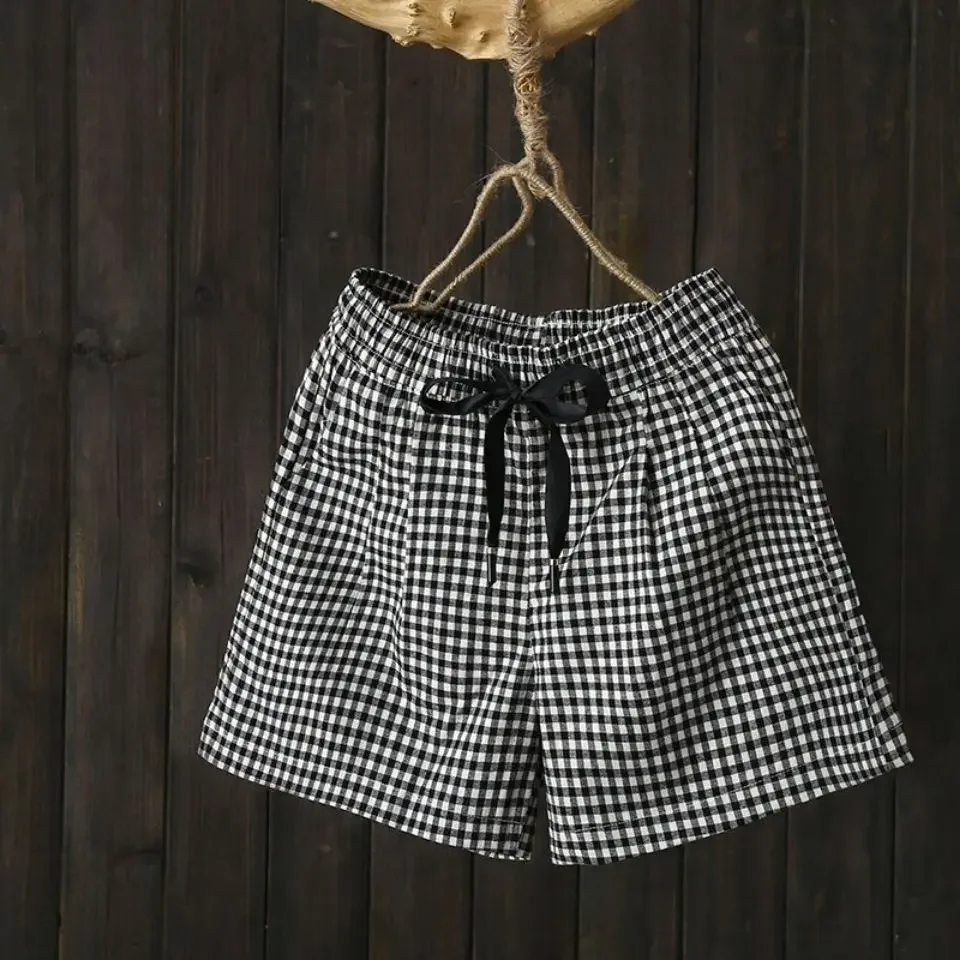 Винтажные повседневные женские короткие брюки широкие уличные Женские шорты