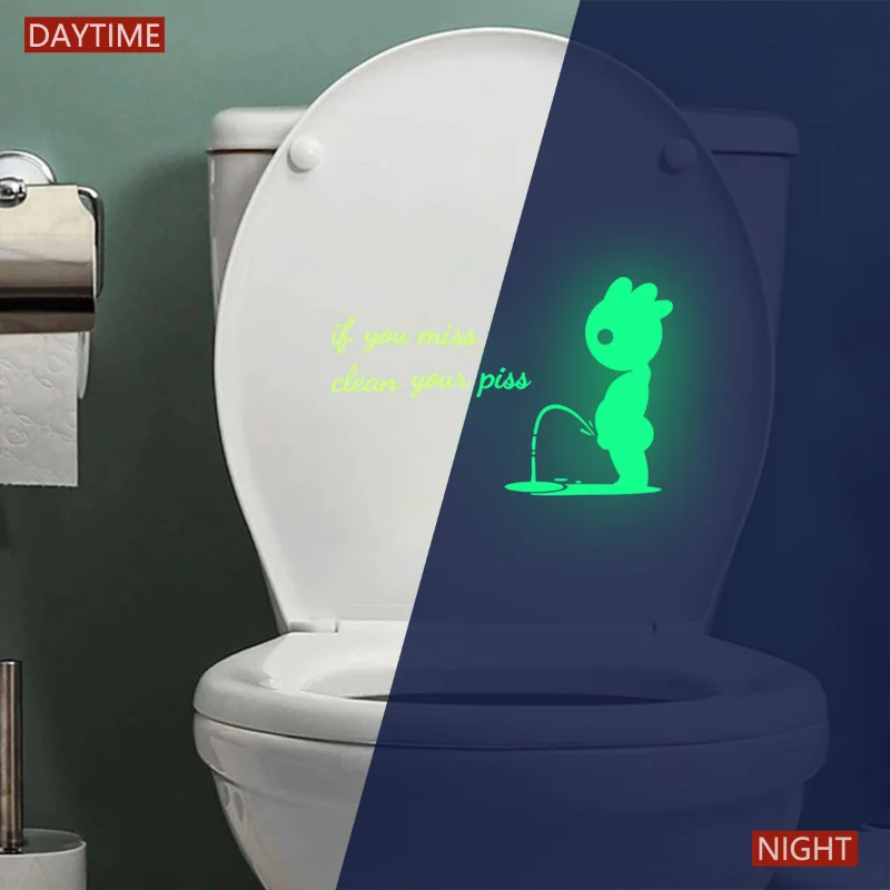 

Man Toilet Stickers DIY Cartoon Nightlight Home Decor Removable Bathroom Mural Art Waterproof Wallpaper Closestool Wall-sticker
