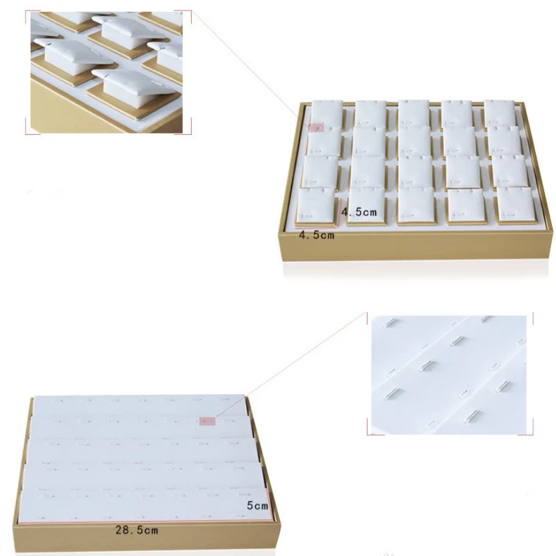2022 Luxury Gold White PU Necklace Jewelry Organizer Case Jewellery Display Ring Tray Earring Holder Various Models Wholesale