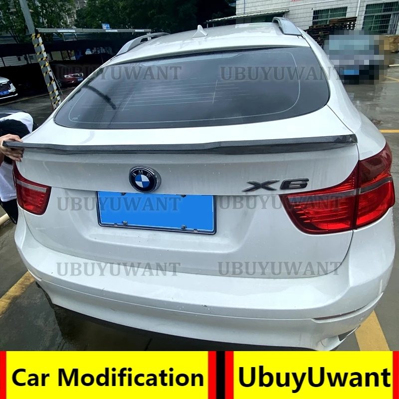 

Use For BMW X6 E71 E72 Spoiler 2008--2014 Year Glossy Black Real Carbon Fiber Rear Wing Sport Body Kit Accessories