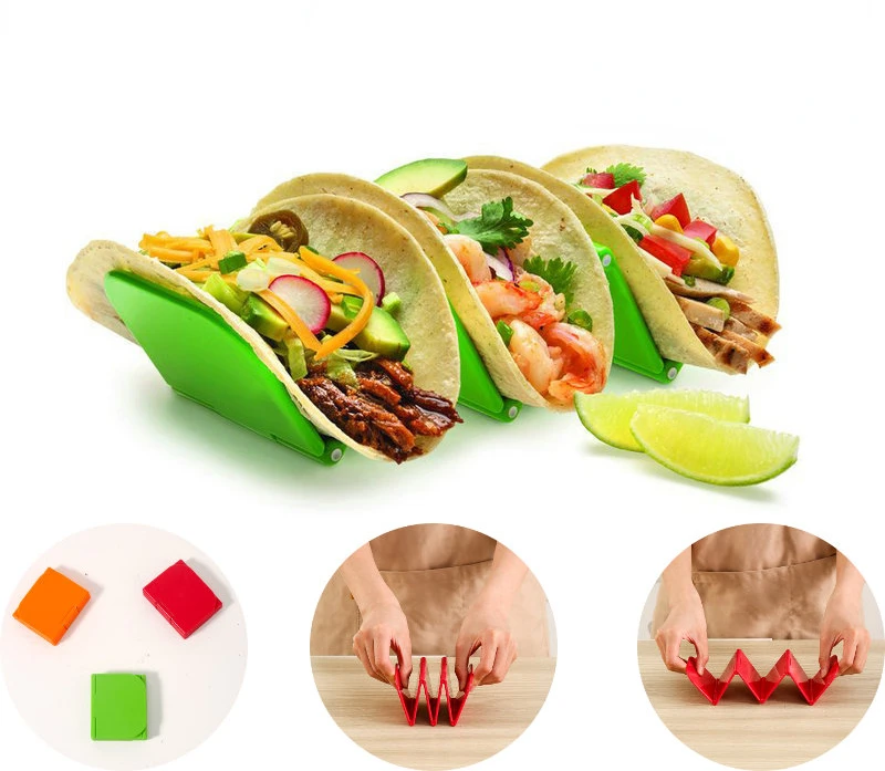 

Folding Taco Holder Portability Taco Holder Stand Space Saving Rack Mexican Food Stand Holds Soft Shells Wave Shape Kitchen Tool