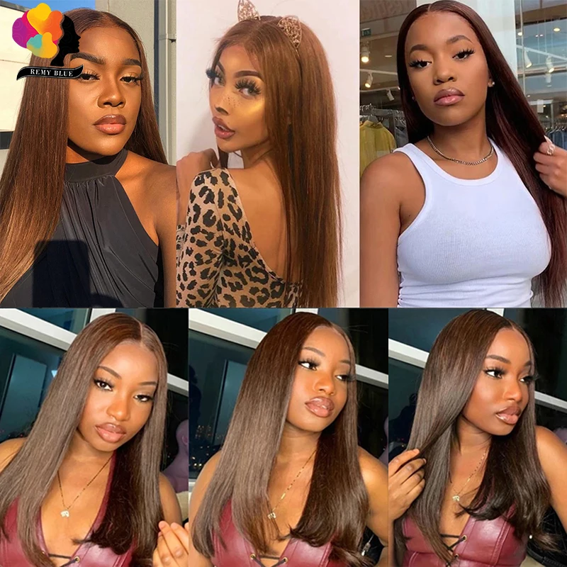 Парики шоколадно-коричневые 13x6 прямые передние парики на сетке из человеческих