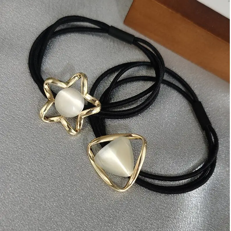 Металлические Элегантные резинки с опалом женские эластичные для волос