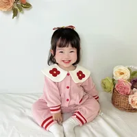 66-90cm fall spring baby girl romper newborn baby clothes baby girl outfit baby outwear  cute flower decoration
