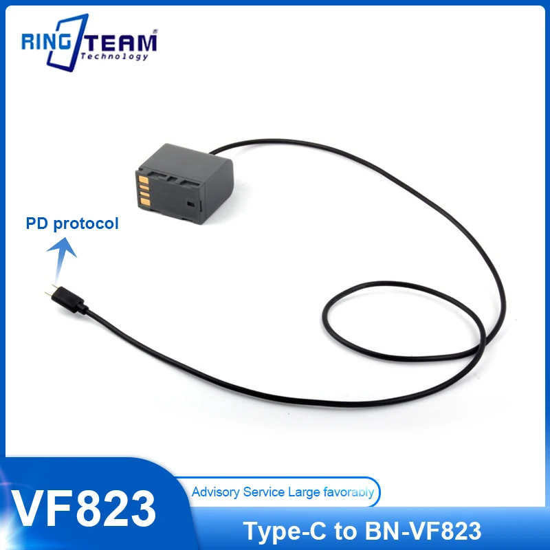 

Type-C USBC PD USB C BN-VF823 DC Coupler VF823 Dummy Battery for JVC Cameras GZ-HD7 HD6 HD5 HD 3575 275 175 157 155 150 130