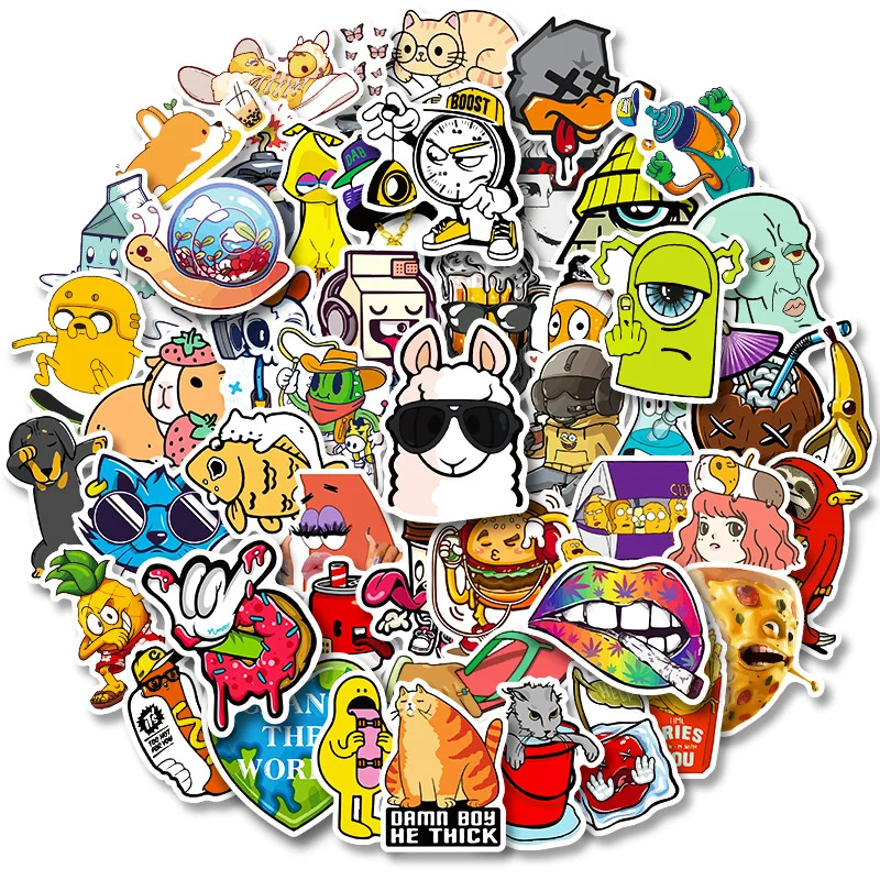 

50pcs Fashionable Funny Mix And Match Sticker Cute Little Fresh Vsco Graffiti Decal DIY Luggage Phone Stationery Laptop Stickers