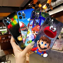 Mobile Phones Case for Apple iPhone 13 Pro 11 12Pro 7 8 Plus SE Black Silicone XR X XS 6 6S Celular Cover Super Mario People
