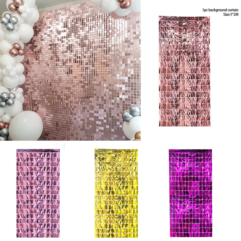 

Party Background Curtain Sequin Backdrop Wedding Decor Baby Shower Sequin Wall Glitter Backdrop Curtain Birthday Foil Curtain