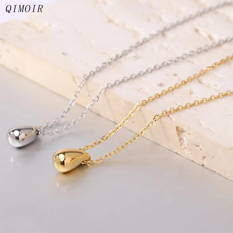 Ожерелье из звеньев цепи нержавеющей стали подвеска в виде капли воды модные