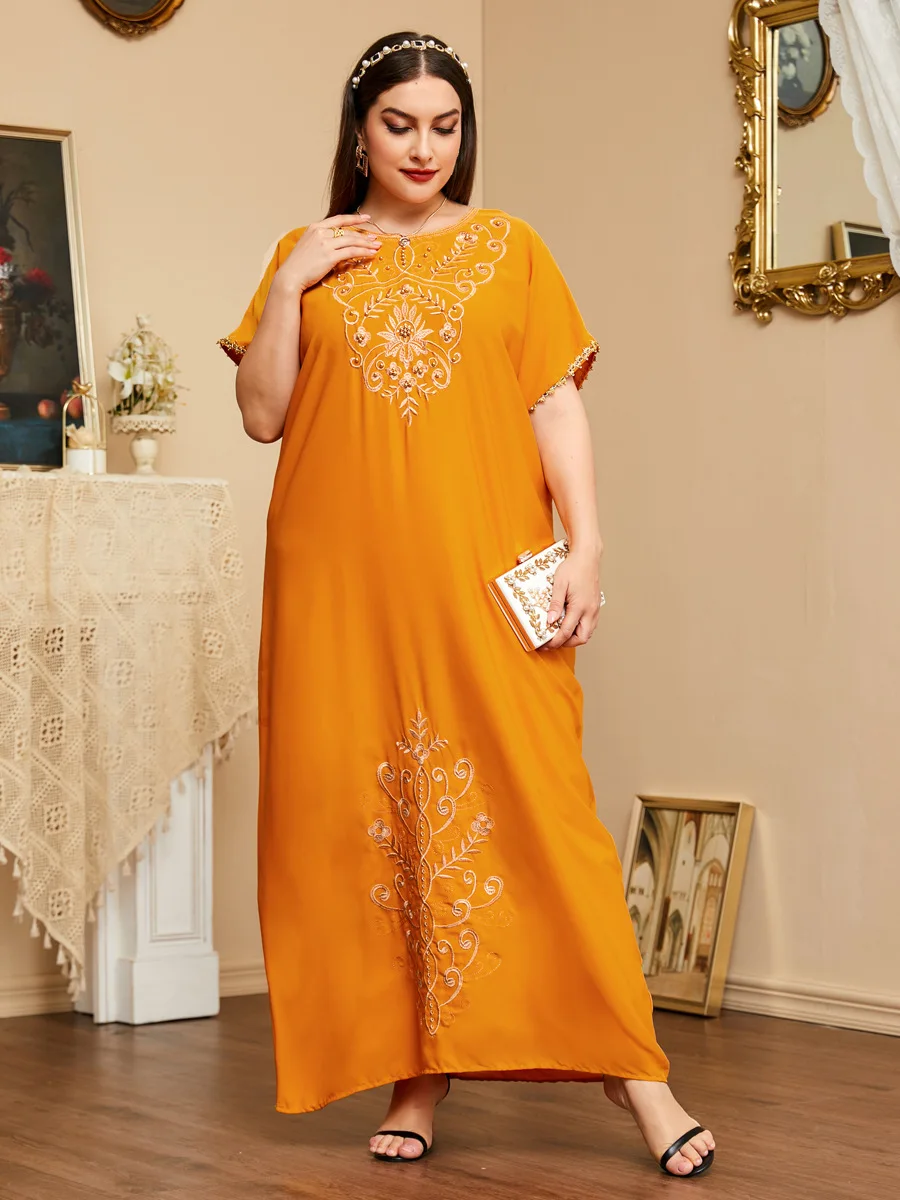 

women summer long dress 2023 plus size women clothing big size women elegant temperament embroidered short sleeve maxi dresses