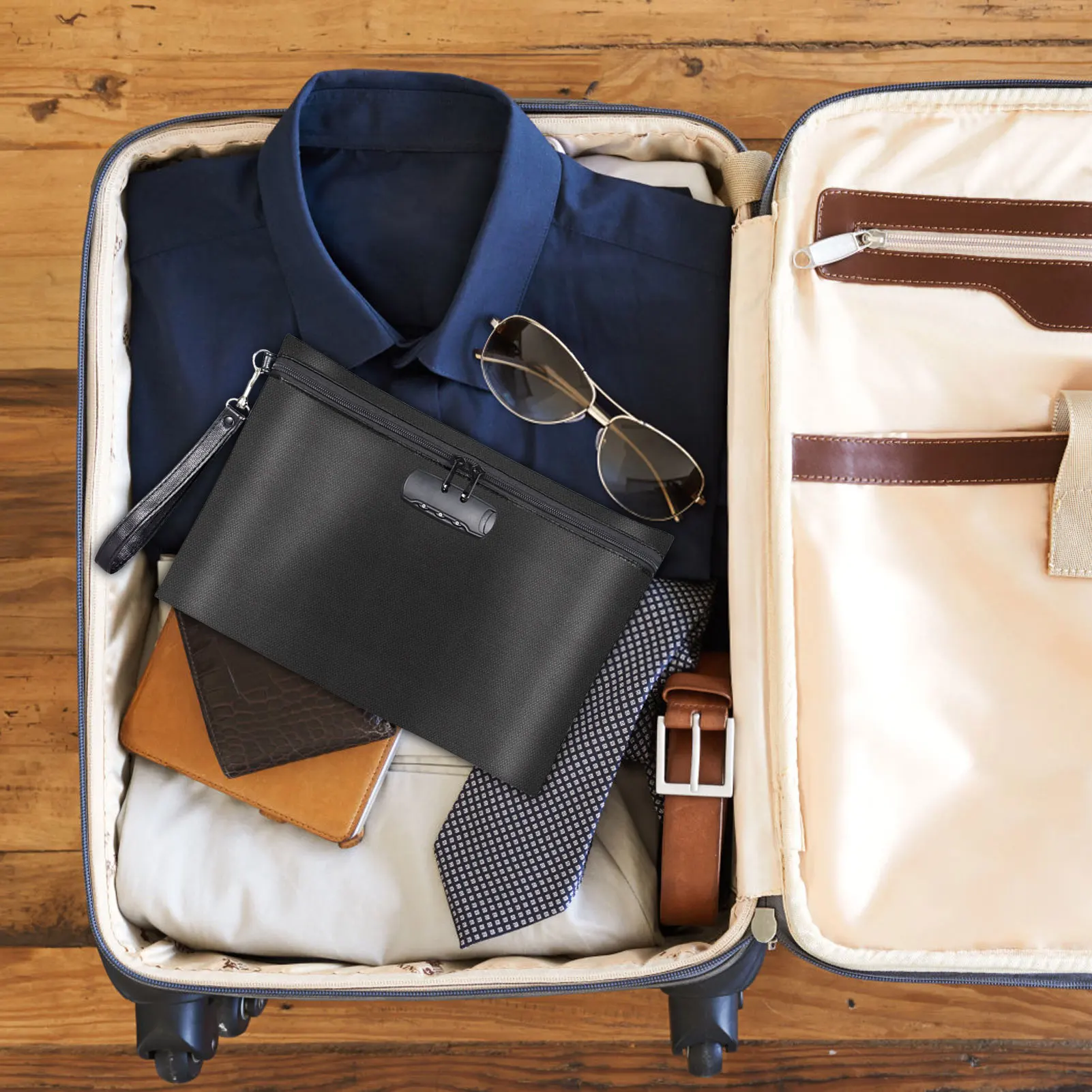 

Portable Fireproof & Waterproof Document Envelope File Folder Cash Pouch Combination Lock Money Bag Safe Bag For Home Office