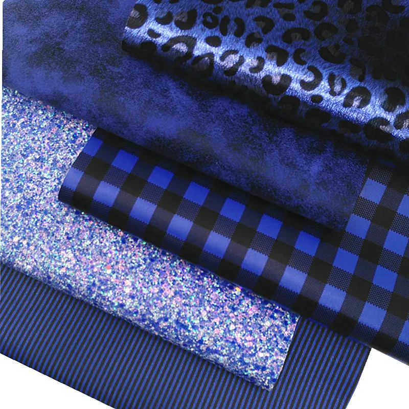 Темно-синие листы из искусственной кожи, искусственная кожа, искусственная кожа с леопардовым рисунком, листы из металлической кожи для рукоделия, 21x29 см, Y181