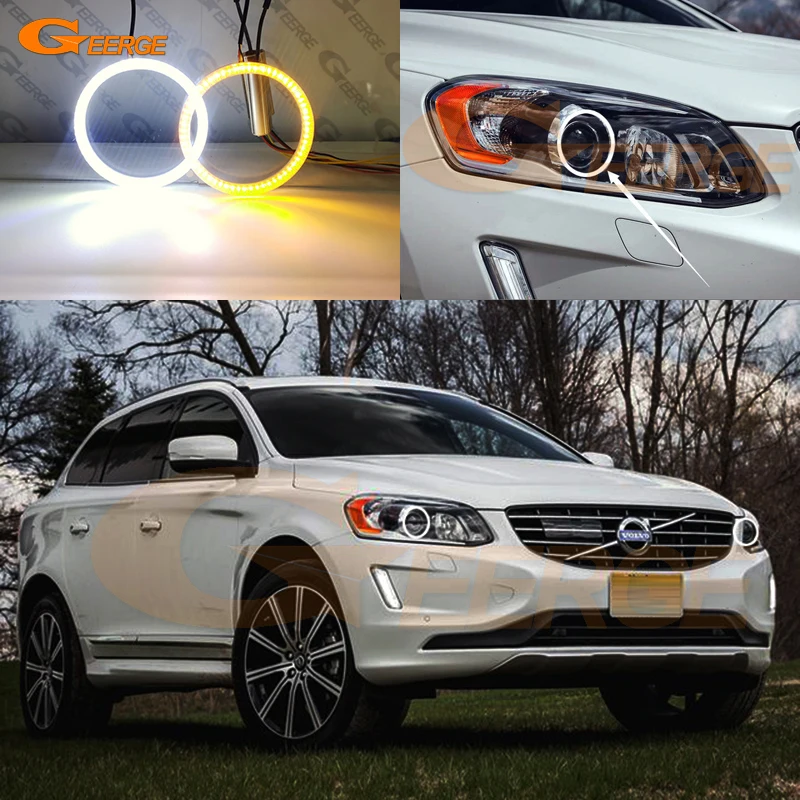

For Volvo XC60 156 2014 2015 2016 2017 Ultra Bright A/W Switchback Day Light Turn Signal SMD LED Angel Eyes Kit Halo Rings