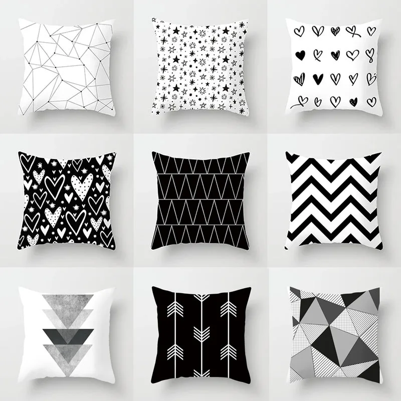 

Black and White Geometric Decorative Pillowcases Striped Geometric Pillowcases Home Decor Car Decor Moda
