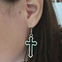simple dark goth catholic hollow cross drop earring jewelery punk dangle earrings for women alternative girl mystical gifts