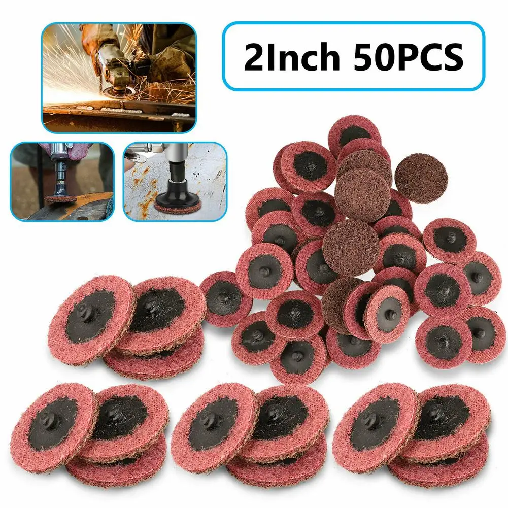 

50pcs 2" Sanding Disc Grit Grinder For Cleaning Trimming Blending Deburring Compatible For Scotch Brite Roll Lock Dropshipping