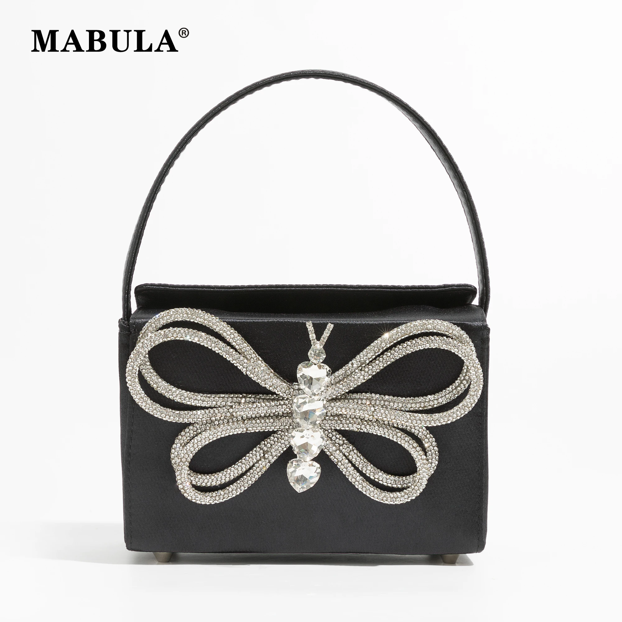 

Модная женская сумка-тоут MABULA с бриллиантами, сумки с верхней ручкой и бабочкой, маленькие кошельки для телефона, элегантные женские вечерние сумки