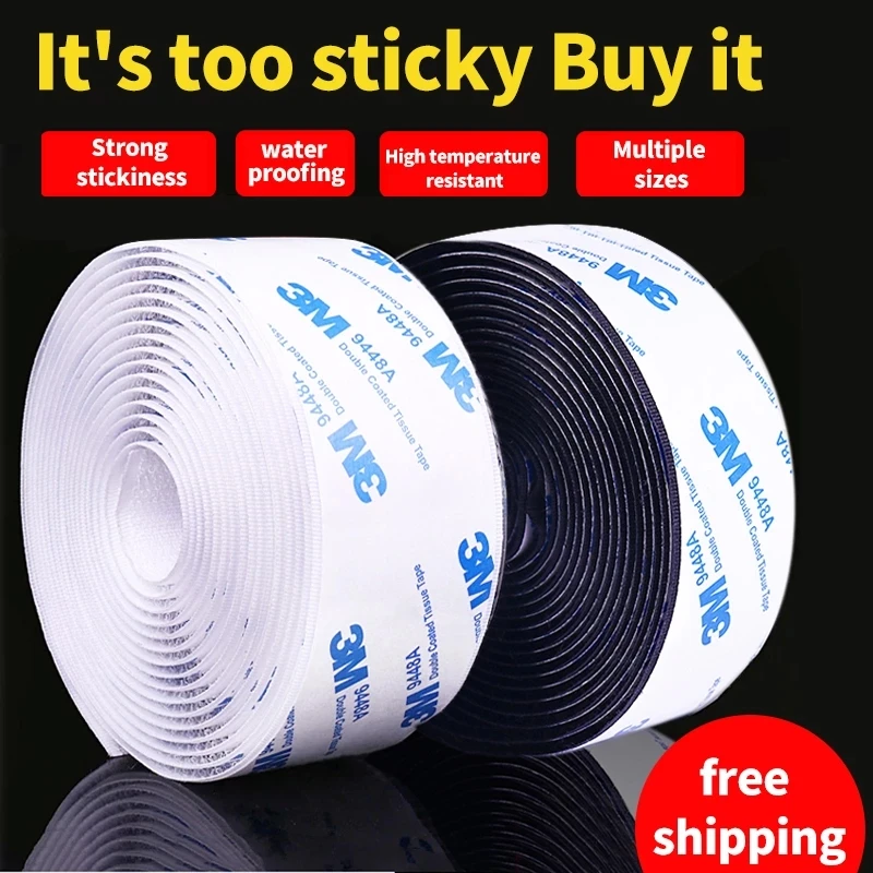 

3M Strong Self adhesive Tape Hook and Loop White Fastener Tape Nylon Sticker Adhesive with Glue for DIY 20-50mm