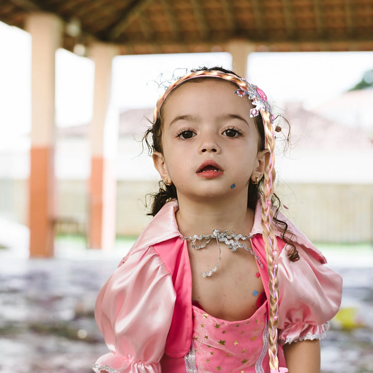 

Wild Party Princess Crown Braid Colorful Kids Headbands Hair Accessories Headgear Child Long Dress Wigs Fabric Hairpiece