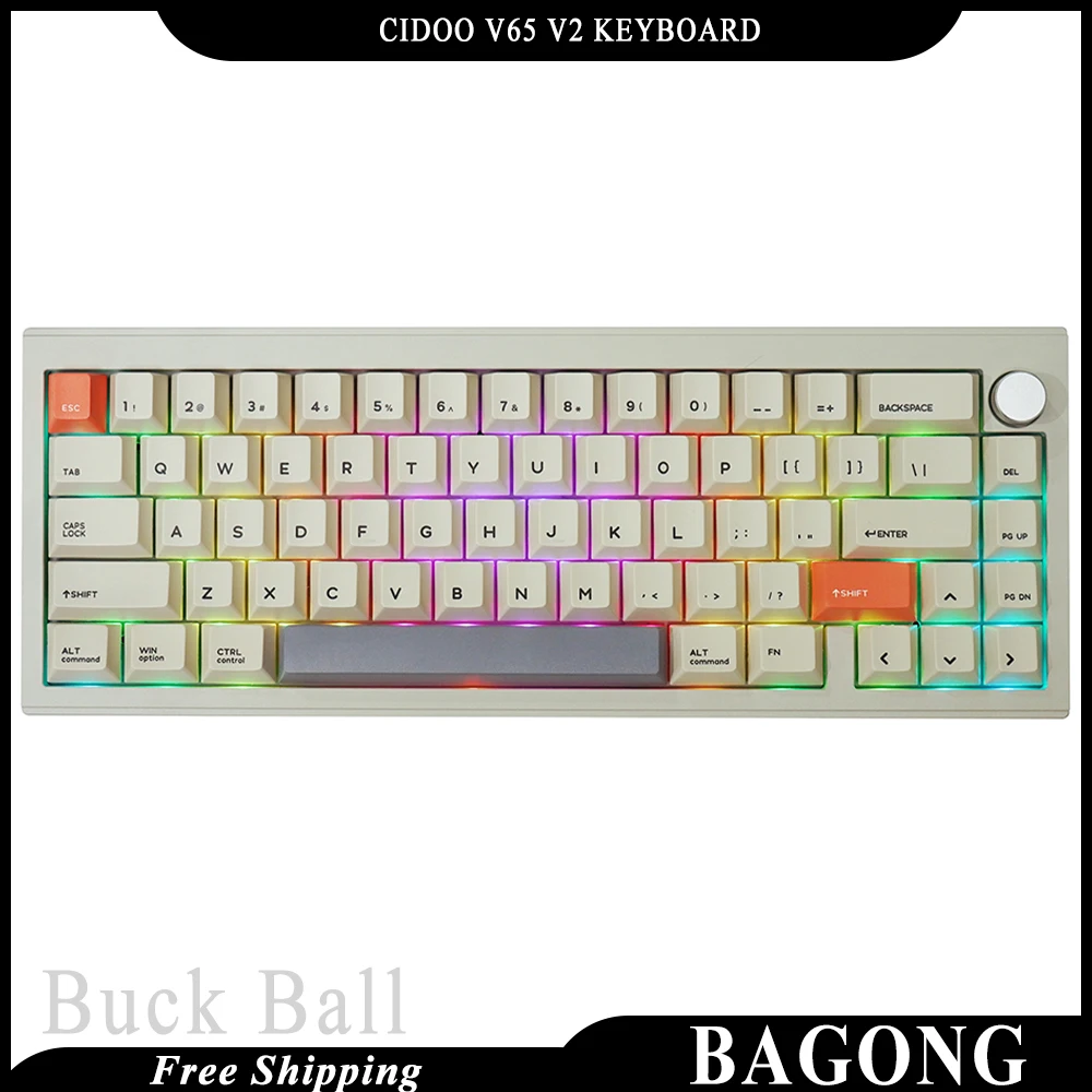 

Cidoo V65 V2 65% Keyboard Dual Mode Bluetooth Wirelss Type-C Wired Gasket Mechanical Keyboard Accessory For Computer Man Gifts