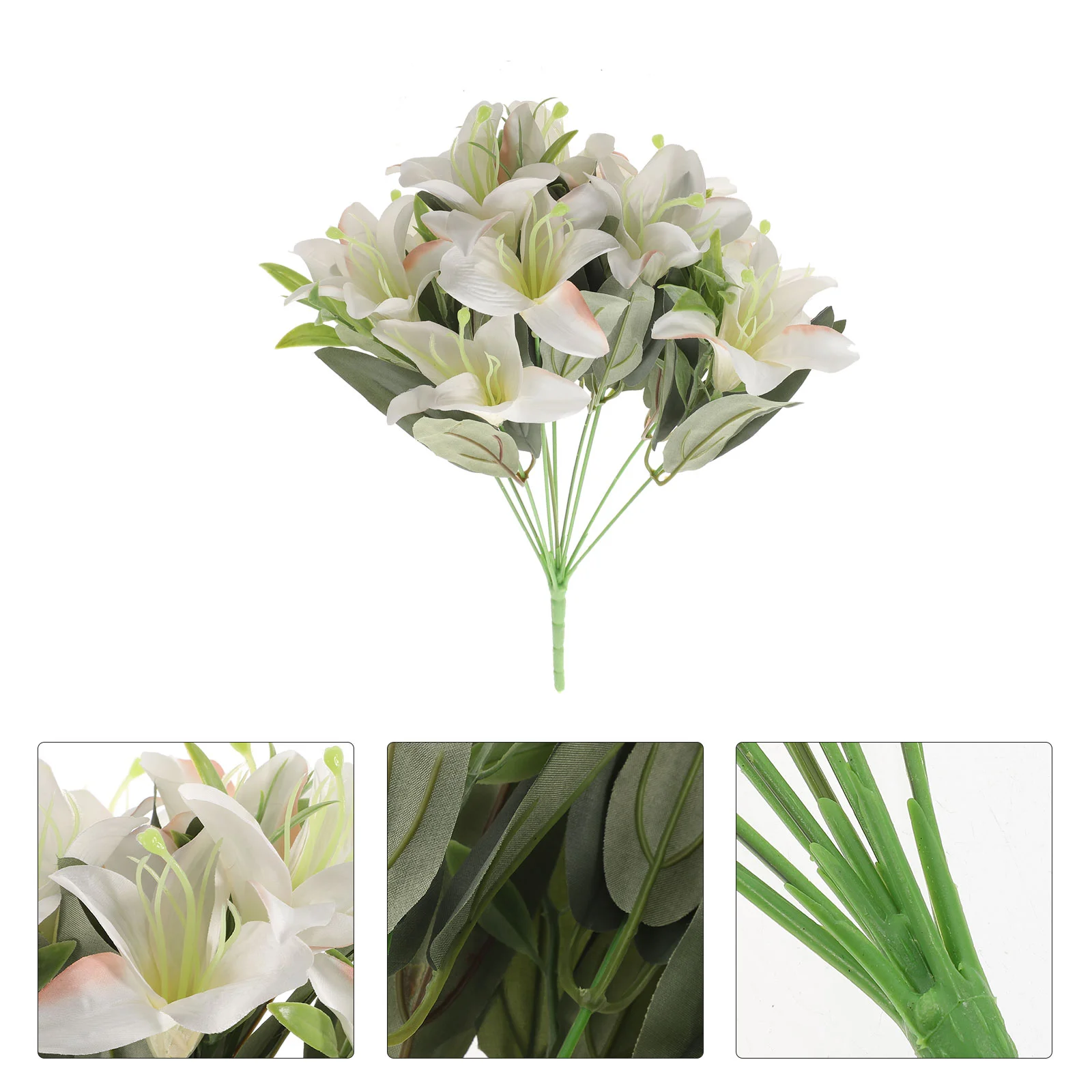 

Lily Flowers Flower Fake Bouquet Artificial Floral Picks Faux Stems Bouquets Silk Wedding Lifelike Shrubs Touch Real Decor Party