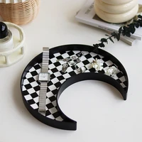 checkerboard tray moon shape earrings necklace ring storage plates dessert display home deco modern storage trays