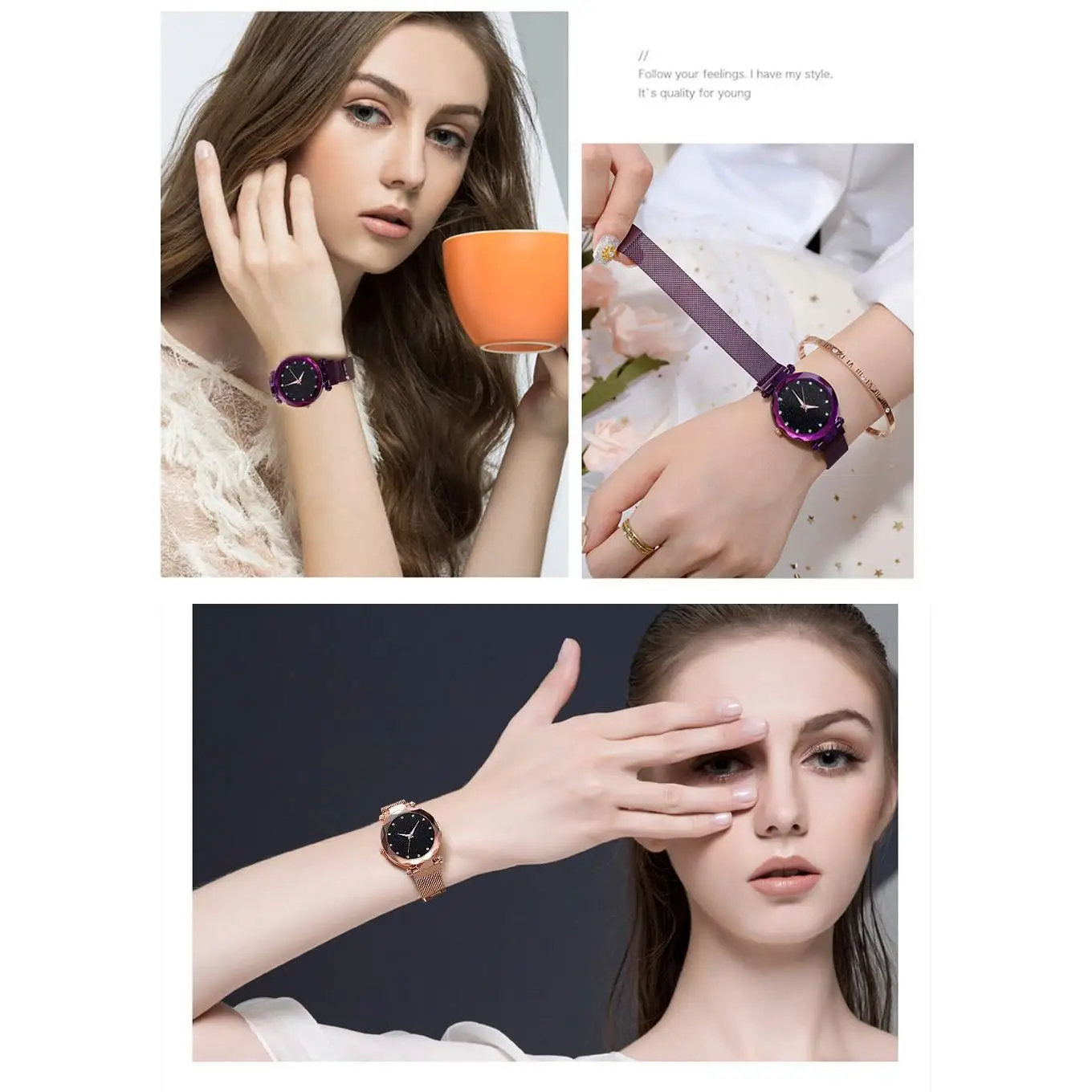 Классические модели женских часов с магнитным ремешком популярные наблюдают за