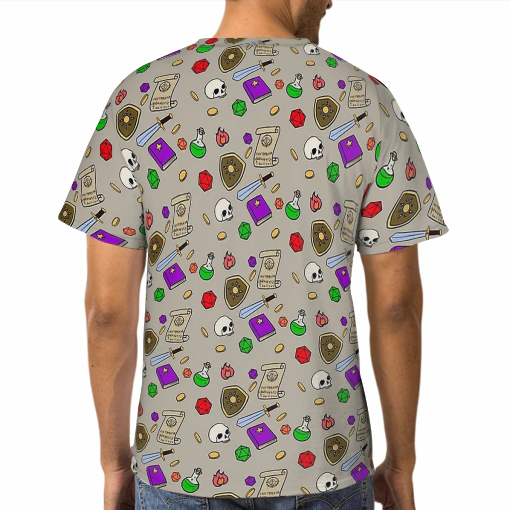 Футболка мужская из полиэстера с графическим принтом и круглым вырезом