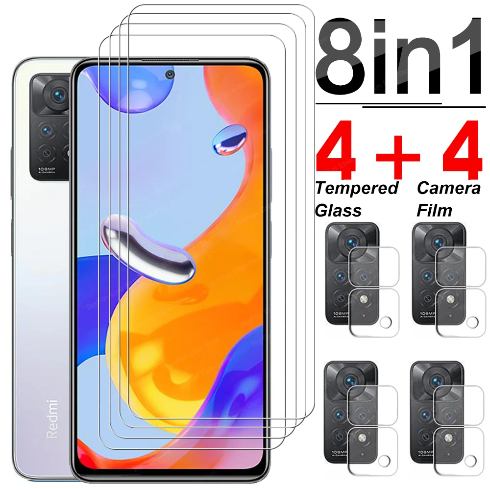 8 in 1 Tempered Glass For Xiaomi Redmi Note 11 Screen Protector Full Cover Lens Film For Redmi Note 11 Pro Plus 11S 5G Glass