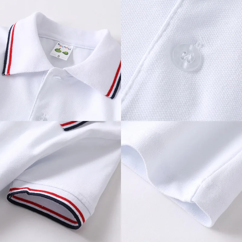 Новые детские спортивные футболки на пуговицах хлопковая Детская летняя одежда