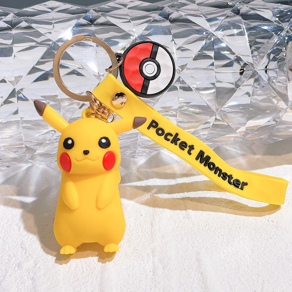 

Anime Figure Pikachu Squirtle Silicone Pendant Keychain Cute Toy Pendant Decoration Car Backpack Key Holder Accessories Gifts