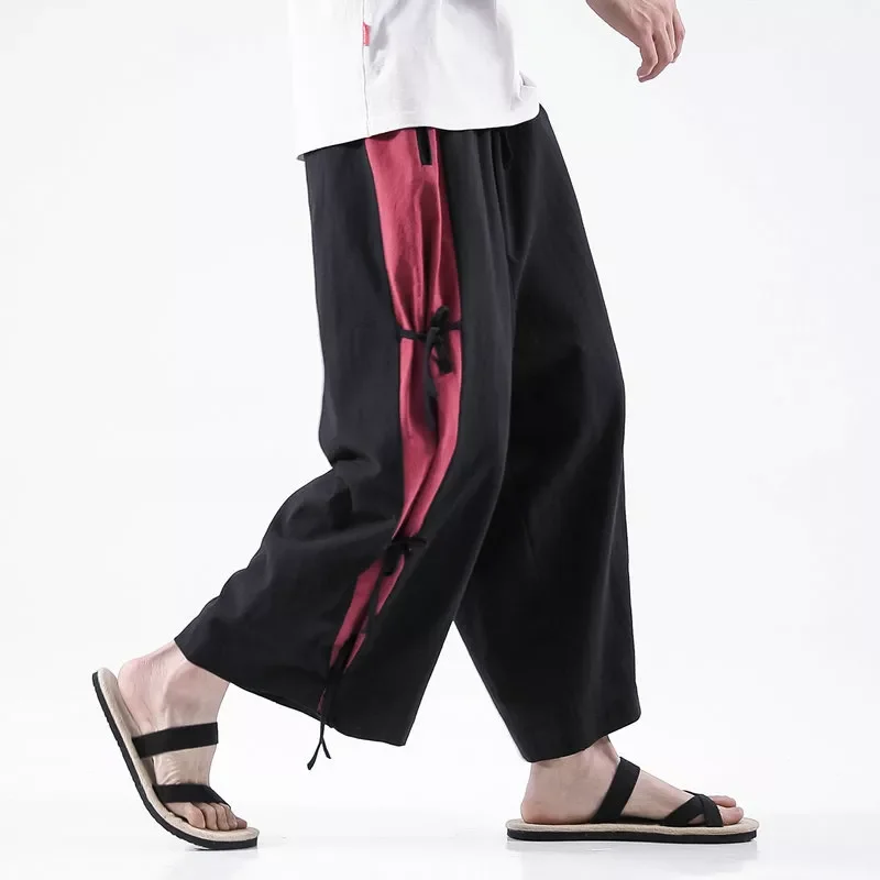 

Cotton linen Wide-Leg Pants Men Streetwear Casual Jogging Pants Mens Harajuku Hip Hop Sweatpants Male Trousers Oversized 5XL