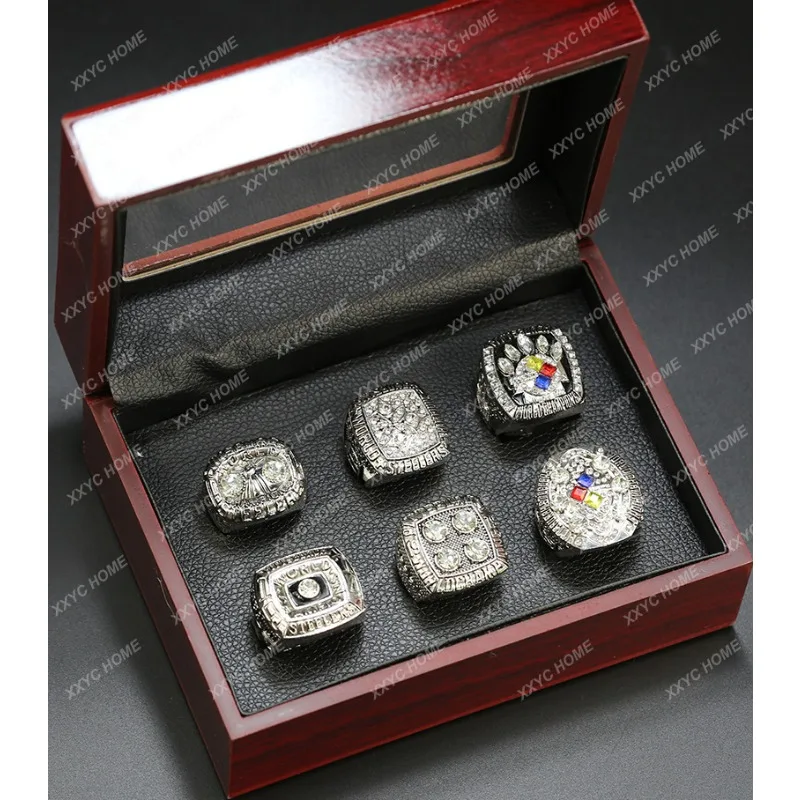

Pittsburgh Steelers 6-Year Silver Super Bowl Champion Ring Steel Film Custom Ring Set
