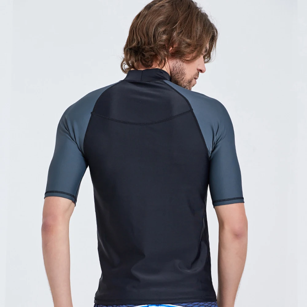 Men's Sunscreen Quick-Drying Split Comfortable Swimming Surfing Short-Sleeved Fashion Water Sports Beach Swimming Surfing Top
