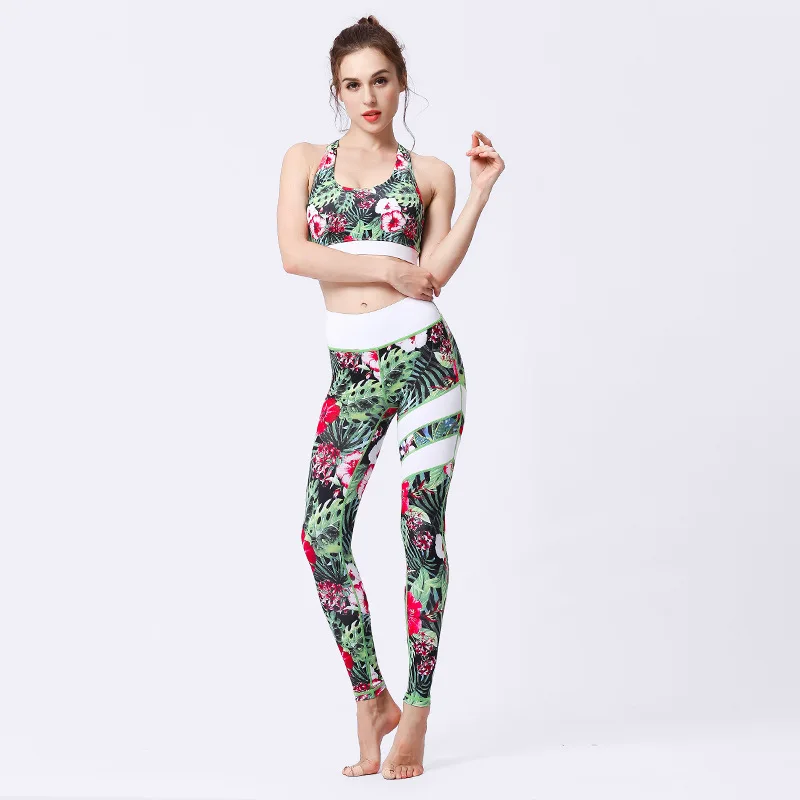 

Summer 2022 new yoga suit fitness suit Printed pants Quick dry bra leggings