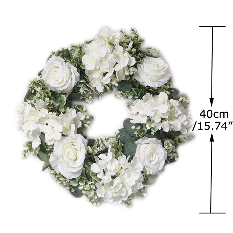 

Весенне-летняя белая Гортензия, венок эвкалипта, настенное украшение, искусственные цветы, пластиковые гирлянды
