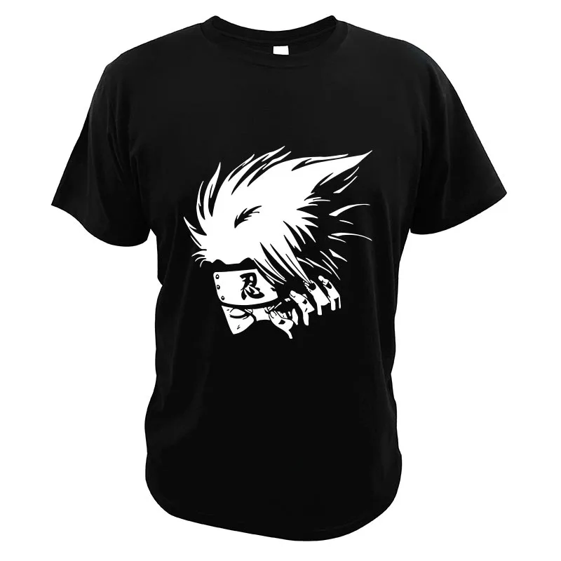

Kakashi White Logo Naruto-T Shirt Anime Adventure Manga Novelty Men's T Shirts Premium Summer 100% Cotton Top EU Size