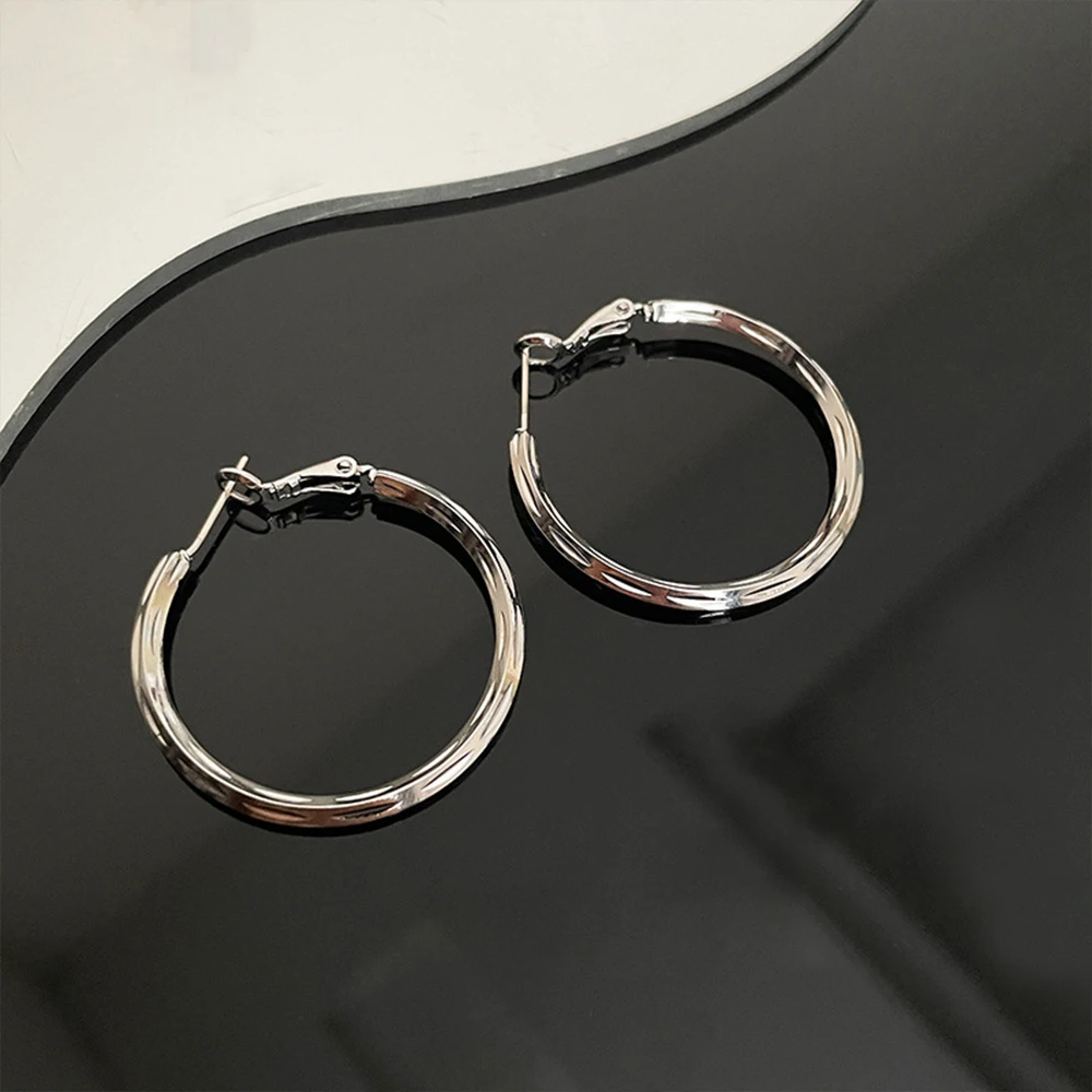 

New Circle Earrings Sweet & Cool Hot Girl Style Light Luxury High-end Temperament Earrings Niche Design Sense Plain Earrings Jew