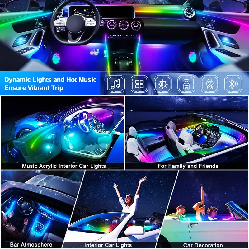 Фото Комплект неоновых атмосферных ламп 5M APP Streamer для Audi A7 4G 4K A8 D5 D6 D7 D8 A1 8X GB A4 B5 B6 B7 B8 B9 A6 C4 C5 C6 C7 C8 A5 8T F5 №3