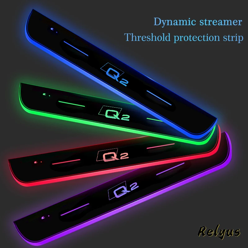 

Customized USB Power Moving LED Pedal Door Sill Pathway Light Car Scuff Plate Pedal no wiring For Audi Q2 Automotive Interior