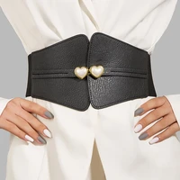 high quality women wide belt korean version fashion retro elastic pu leather waist strap corset decoration waistband