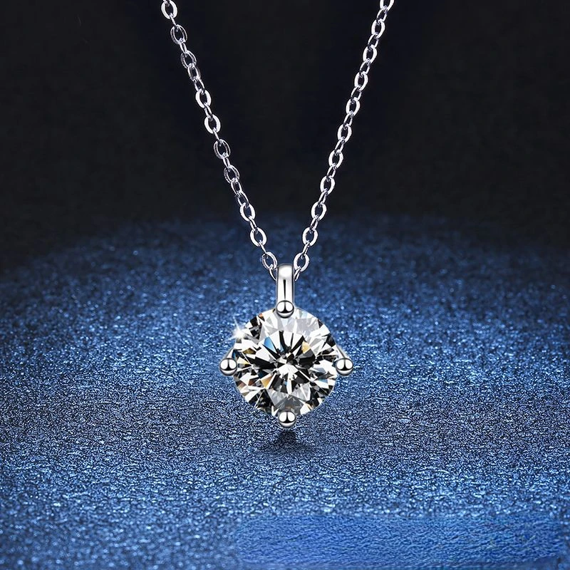 

Moissanite Diamond 8mm 2CT Necklace Pendant 925 Silver Necklace For Women Chain GRAs Party Bridal Fine Jewelry
