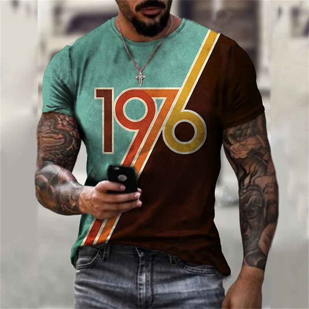 

Men's Oversized T-shirt 3d 66 Letter Printing Fashion O-neck Loose Shirt Clothes Men's Street Retro Short-sleeved T-shirt Men