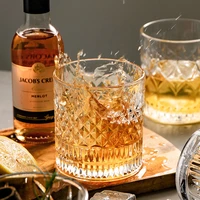 modern european style aurora bright old fashion whisky glass 3d relief whiskey tumbler vodka wine cup cocktail mug beer glass